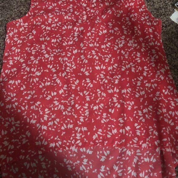 Chaus coral pink blouse w white leave accents Med - Picture 4 of 4